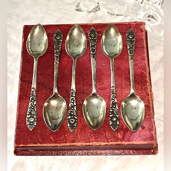 Antique Yogya Indonesian Sterling Silver Demitasse Spoons Set of Six (6) 800 MD - Picture 6 of 11